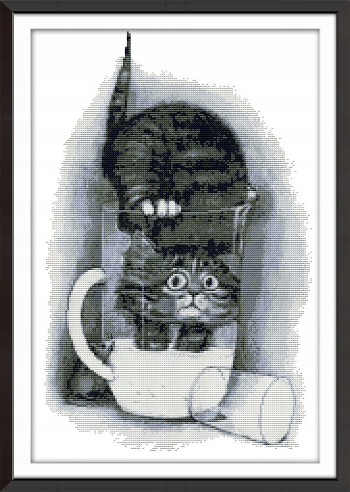 Křížková výšivka Sada kanva mulina Chamtivý kocour