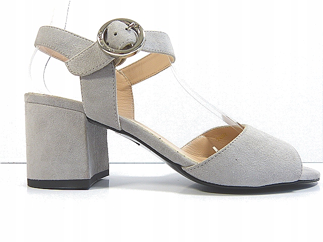 šedé semišové dámské sandály na podpatku Sala 37