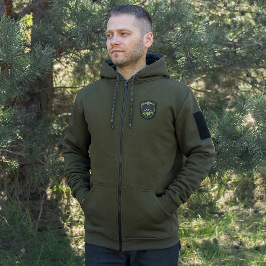 

Bluza męska z kapturem rozpinana khaki militarna L