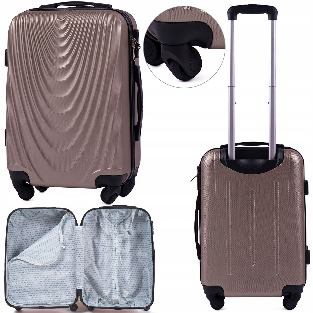 Poręczna Walizka Kabinowa S Z Abs 38L Wings 304 Champagne