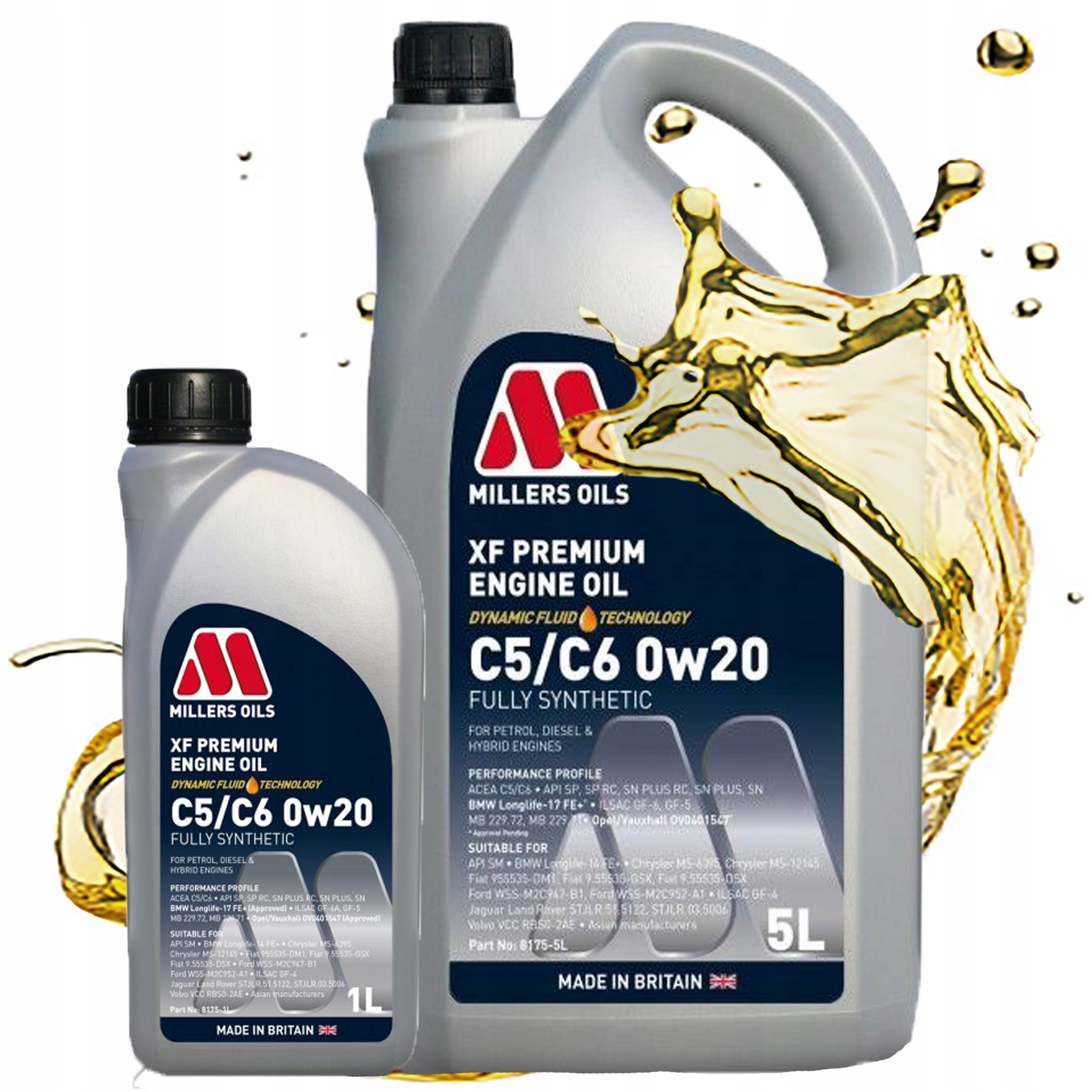 Syntetický Motorový Olej Millers Oils Xf Premium C5 C6 Tech Dft 0W20 6L