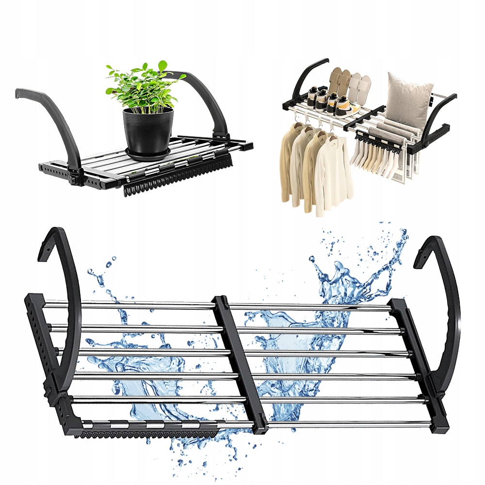 Levně Parapet Z Nerezové Oceli Malý Teleskopický Stojan Na Boty 64-110CM Black