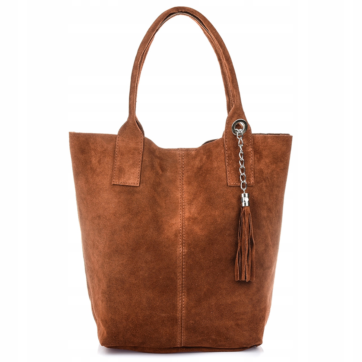 torebka damska skórzana Shopper włoska Skóra Zamszowa torba duża A4 Worek