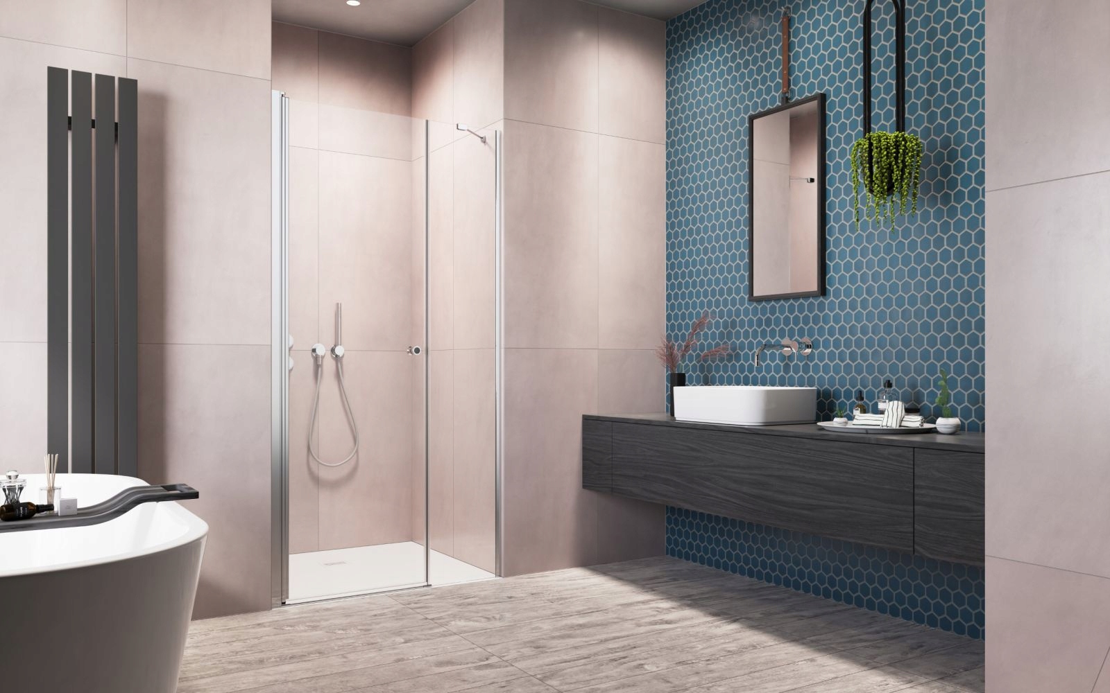 Drzwi prysznicowe szklane prysznic 100 L brązowe Szerokość produktu 100 cm