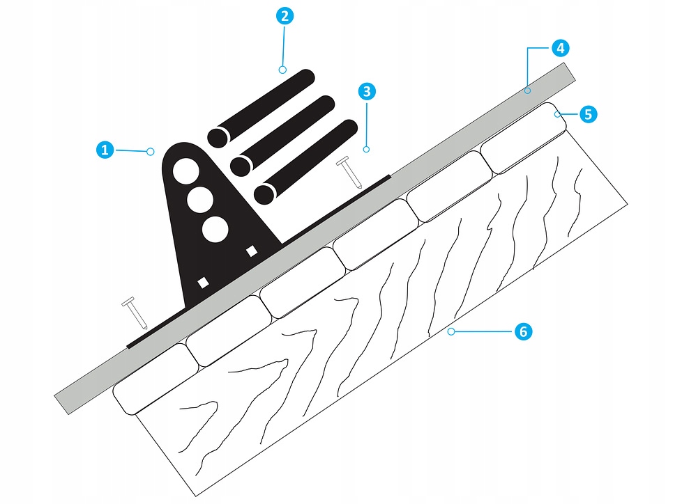 Ochrona przeciwśniegowa rurowa na papę 2 uchwyty Długość 150 cm