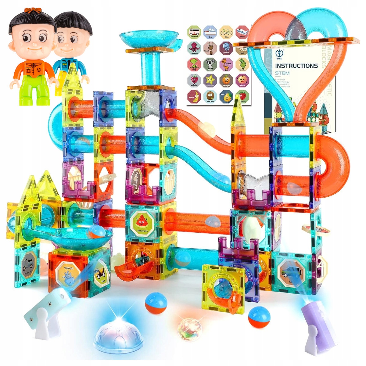 KLOCKI MAGNETYCZNE KONSTRUKCYJNE ŚWIECĄCY TOR Dla Dzieci Zestaw 202 elem. Stan opakowania oryginalne