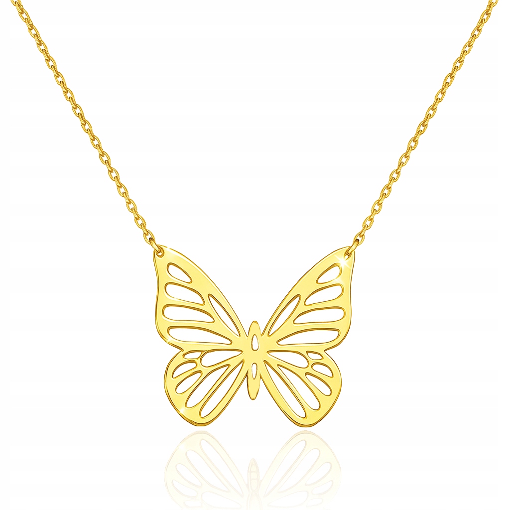 Zlatý Náhrdelník choker s prolamovaným motýlem motýl PR.585 45 cm