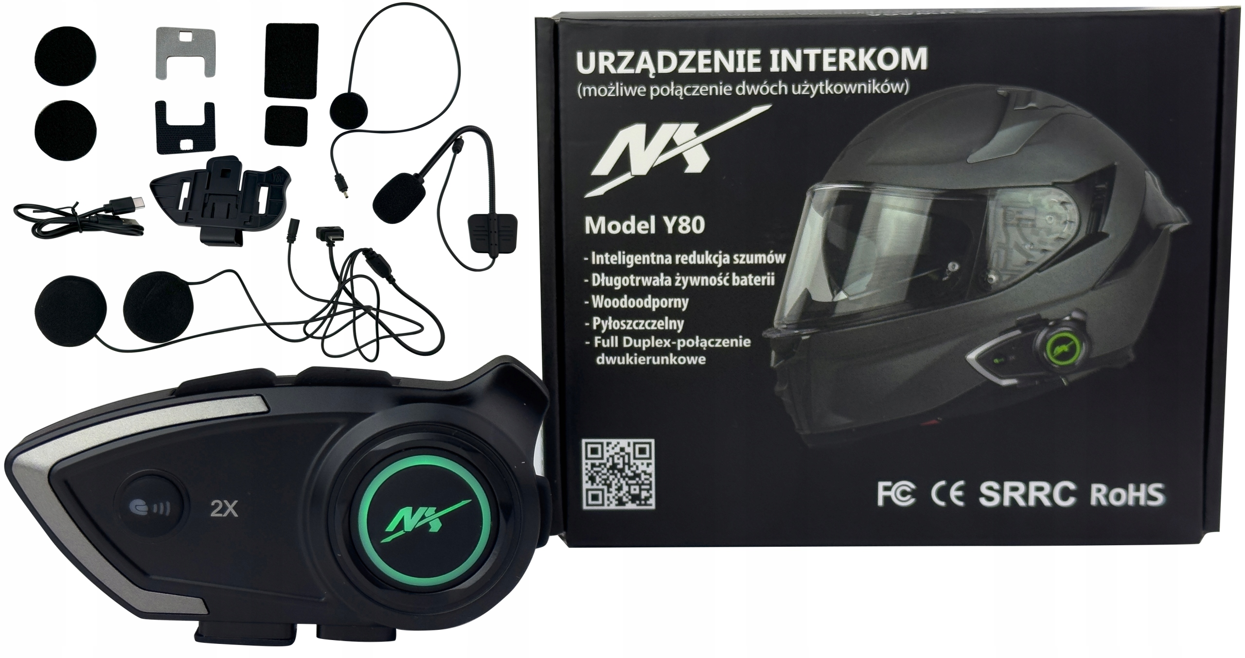 Interkom Nx Motocyklový Hovorový Set Pro Helmu|bluetooth|polský Lektor