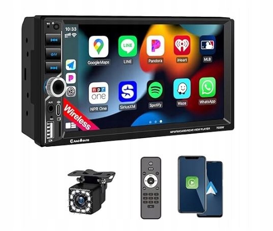 7palcové bezdrátové autorádio s Apple CarPlay, 2DIN