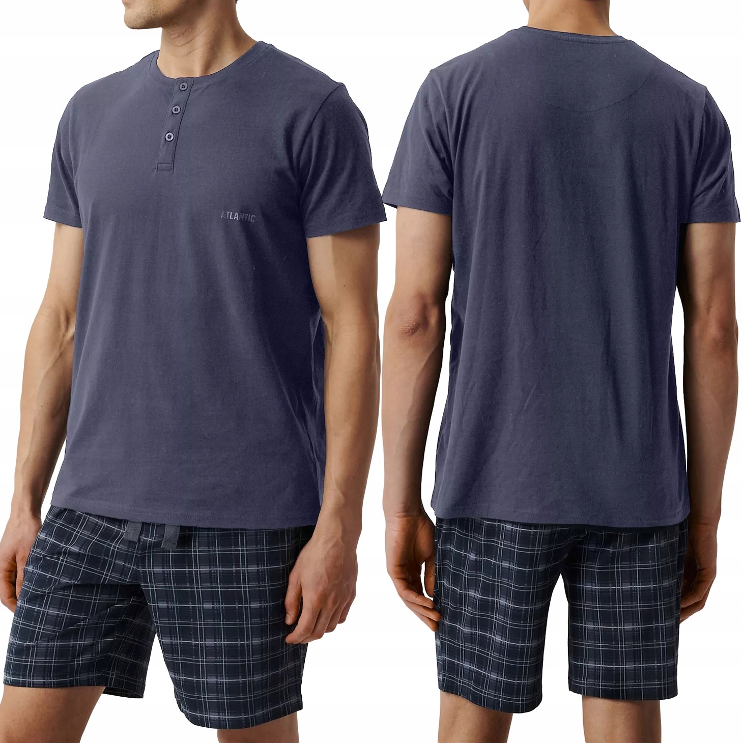 Pánské pyžamo 100% Bavlna Krátké letní na knoflíky Atlantic NMP-380 M
