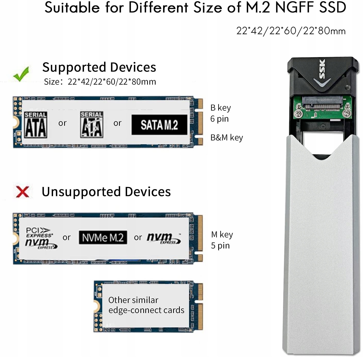 Obudowa dysku SSD M.2 NGFF Type-C USB 3.1 GEN1 alu Producent Inna