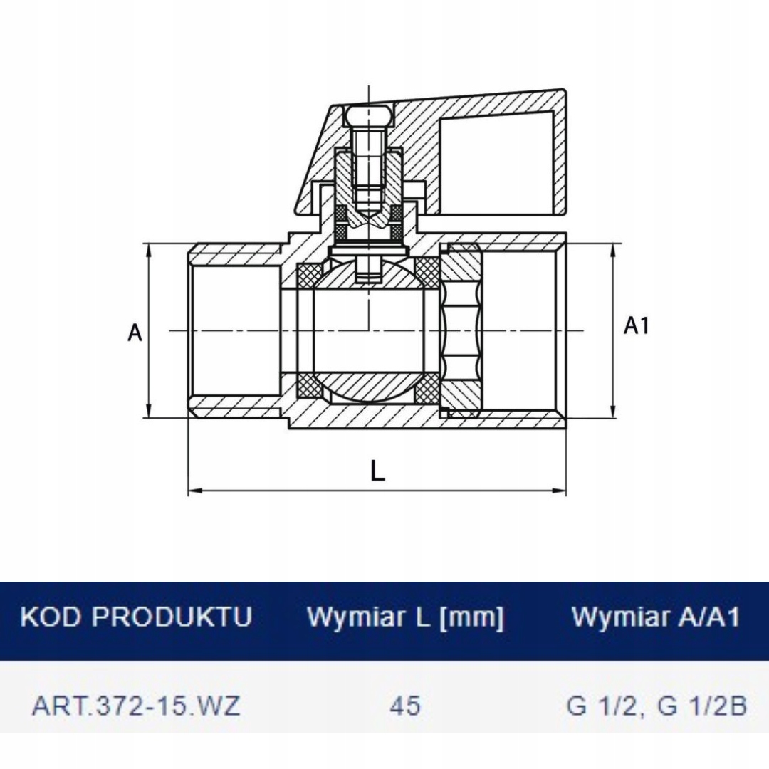 ZAWÓR KUREK KULOWY MINI CHROM DO WODY 1/2 WZ Marka Diamond