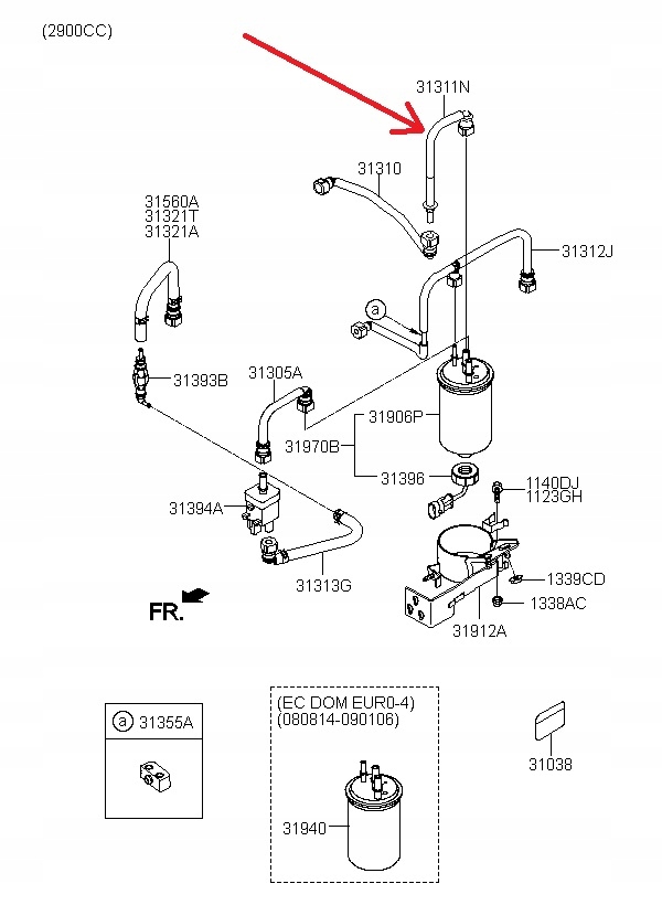 PRZEWÓD FILTRA PALIWA KIA K2900 ZAŚILAJĄCY 313114E010