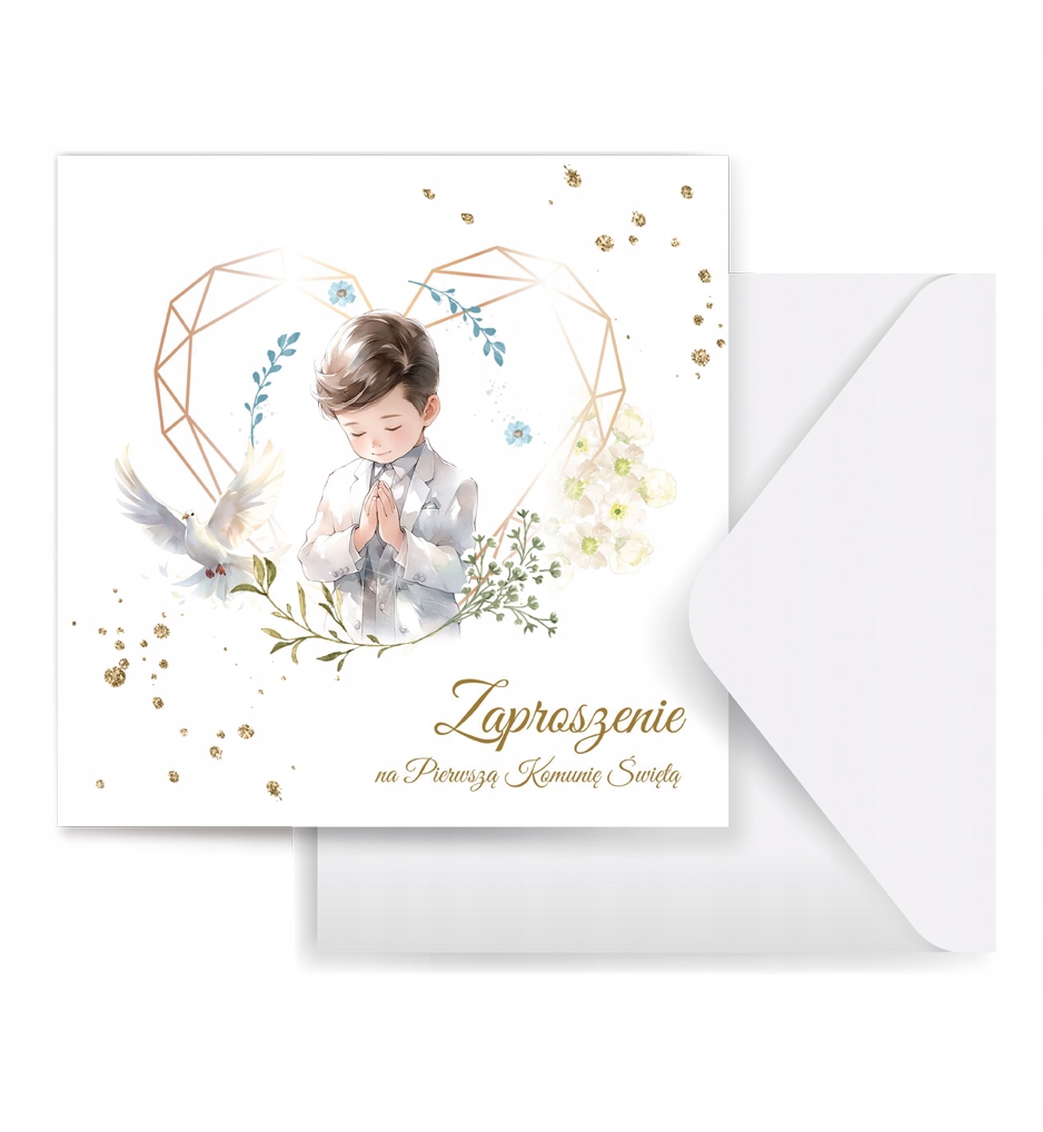 Zaproszenia na komunię komunijne PREMIUM + koperta dla chłopca Kolor wielokolorowy