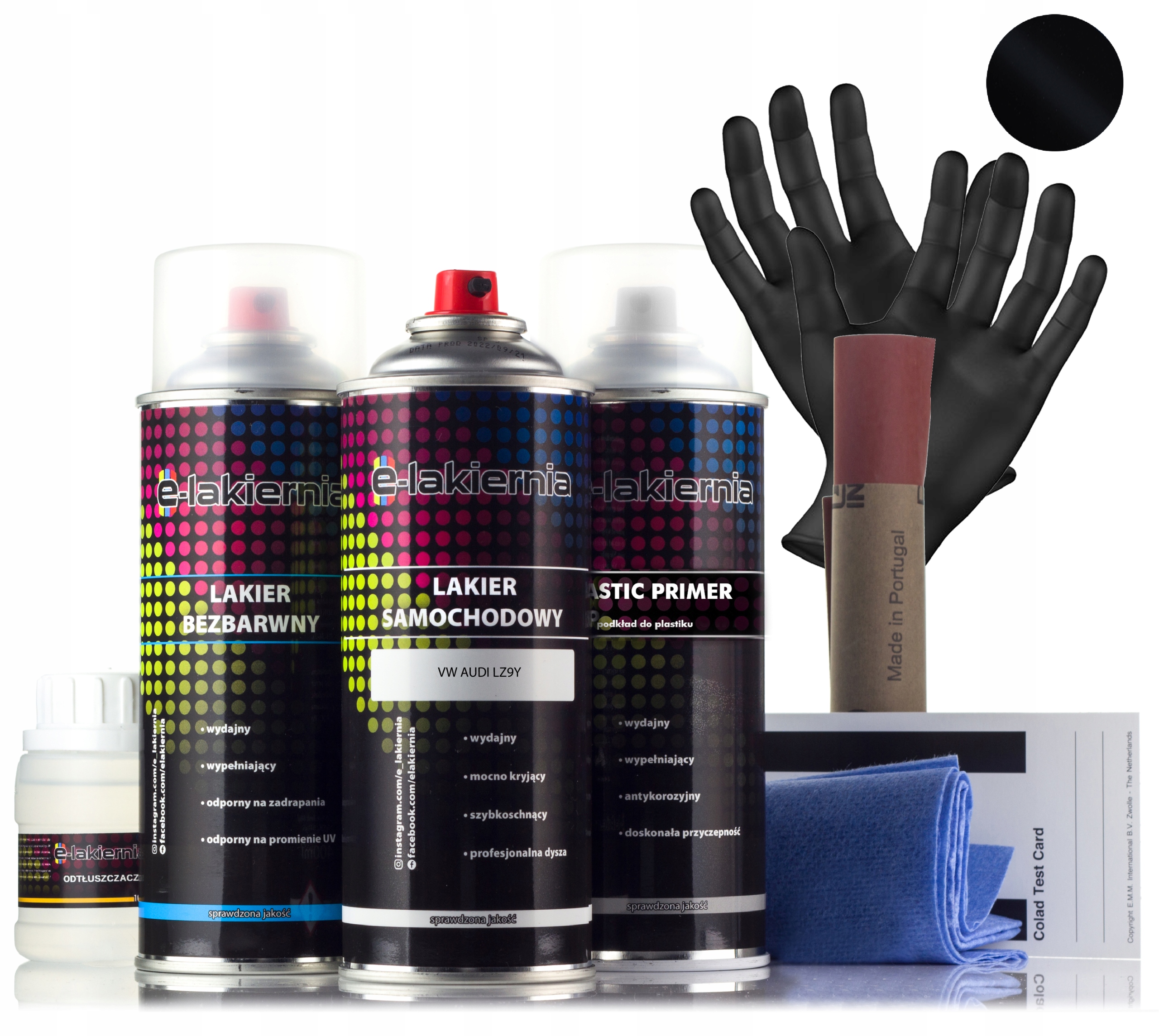 LAKIER SAMOCHODOWY SPRAY ZESTAW DO ZDERZAKÓW VW AUDI LZ9Y