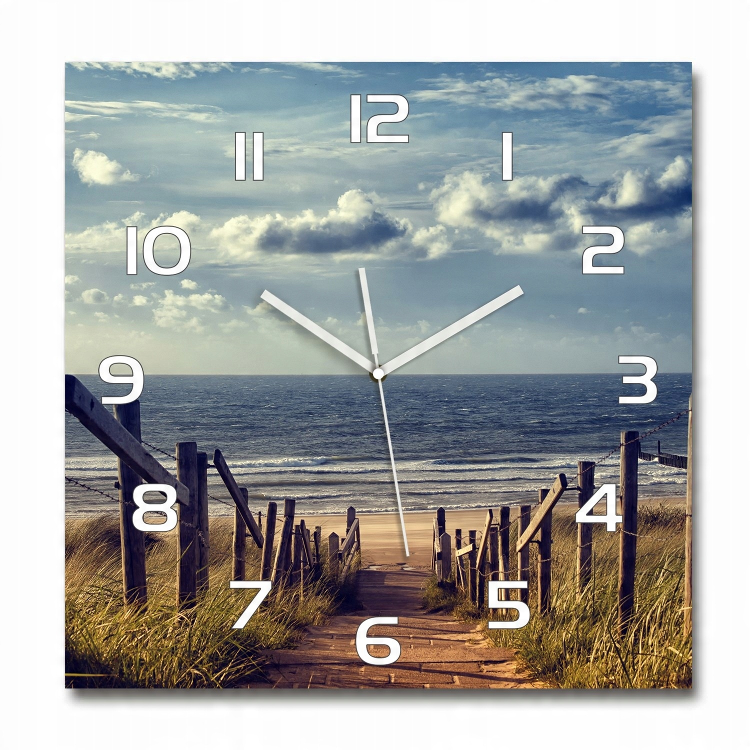 

Duży szklany zegar ścienny Ścieżka na plażę 60x60