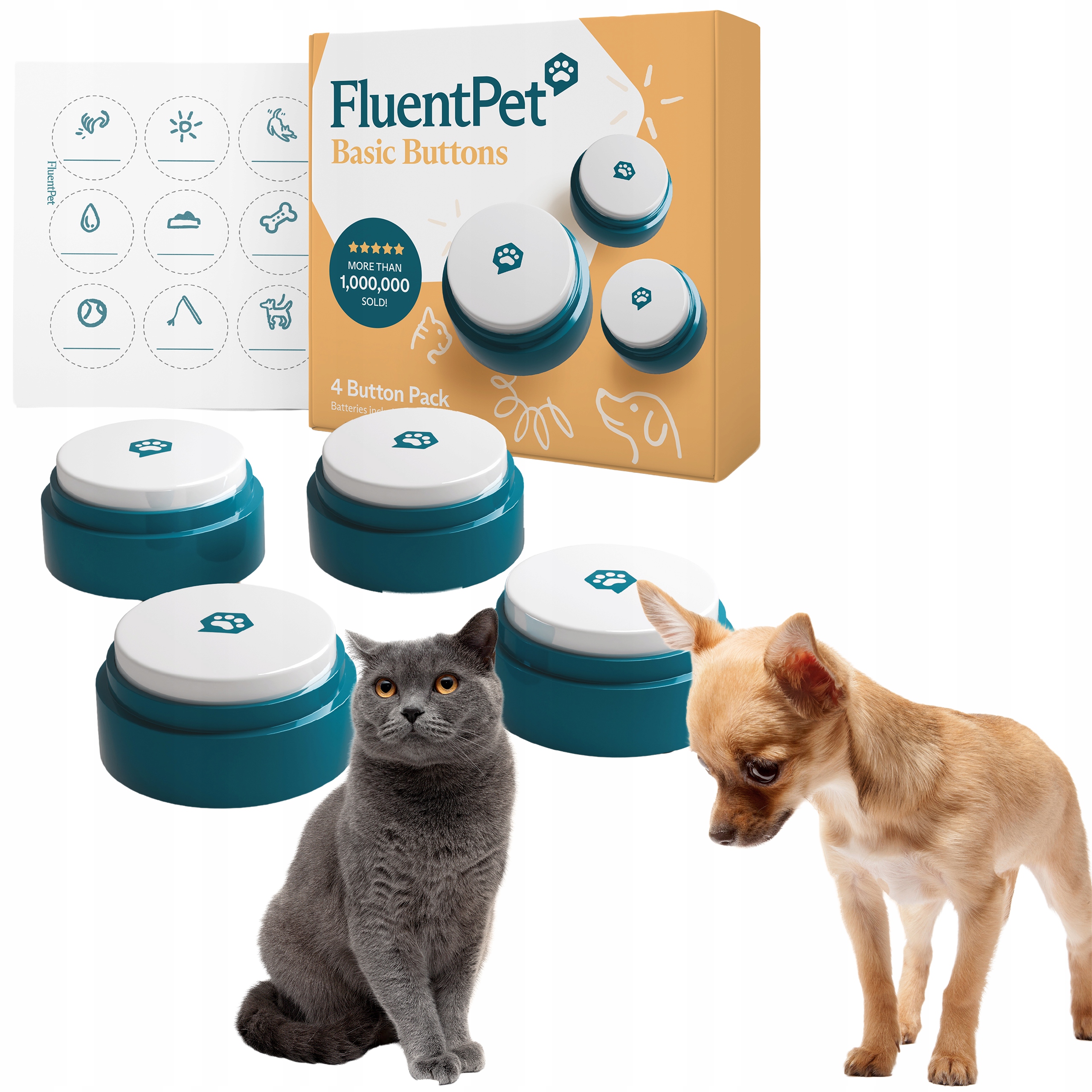 Fluentpet Basic – sada 4 tlačítek pro komunikaci se psem nebo kočkou