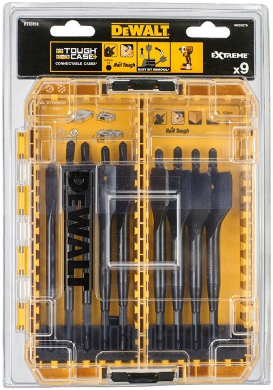 Zestaw wierteł płaskich DeWalt ToughCase+ /tstak wiertła piórowe do drewn