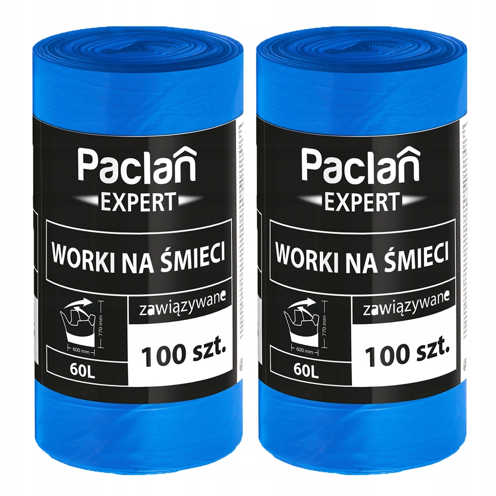 

2x Paclan Mocne Worki Śmieci Wiązane 60L 100