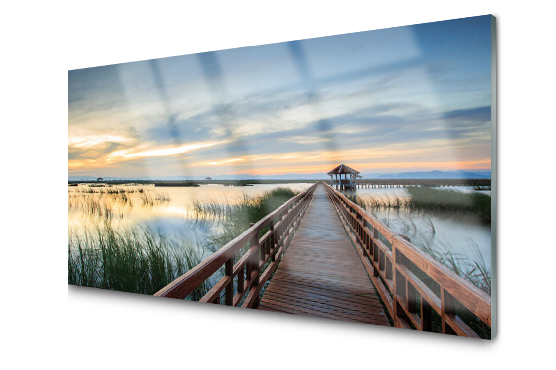 

Panel szklany dekor Most Pomost Jezioro 100x50
