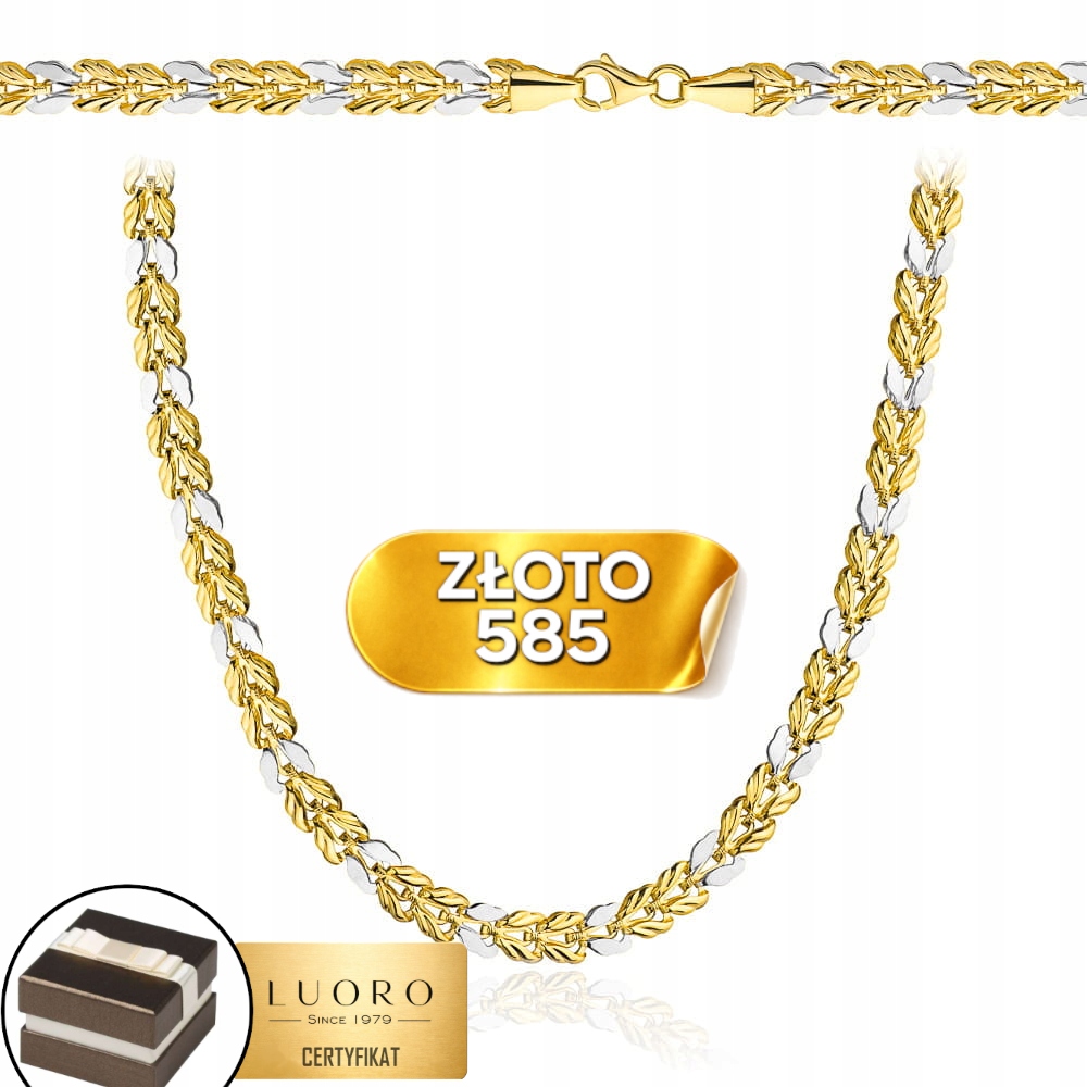 Zlatý Náhrdelník 585 14K S Dvoubarevnou Pletenou Vazbou 50 CM, Elegantní