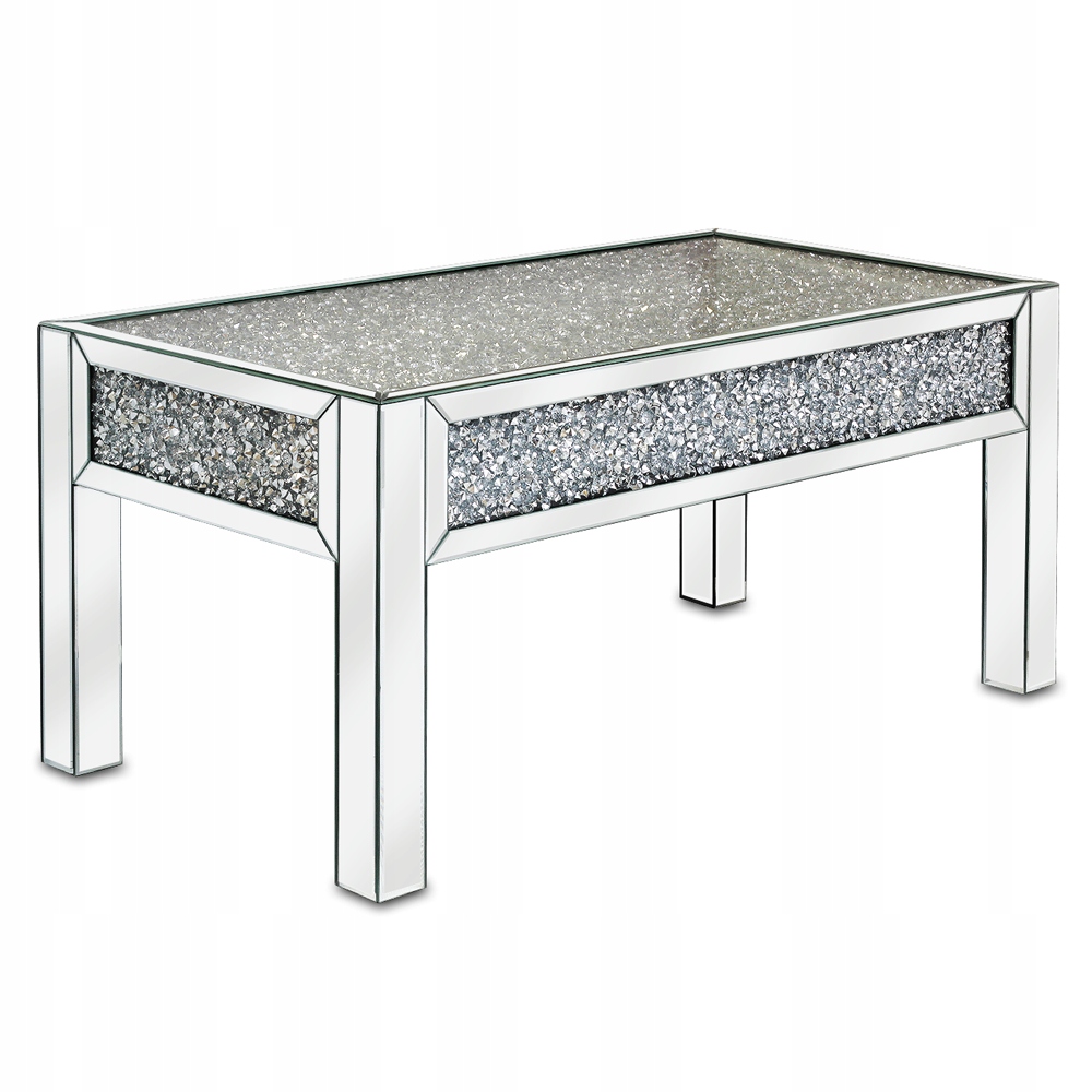 

Stół Stolik Kawowy Glamour Lustrzany Z Kryształem