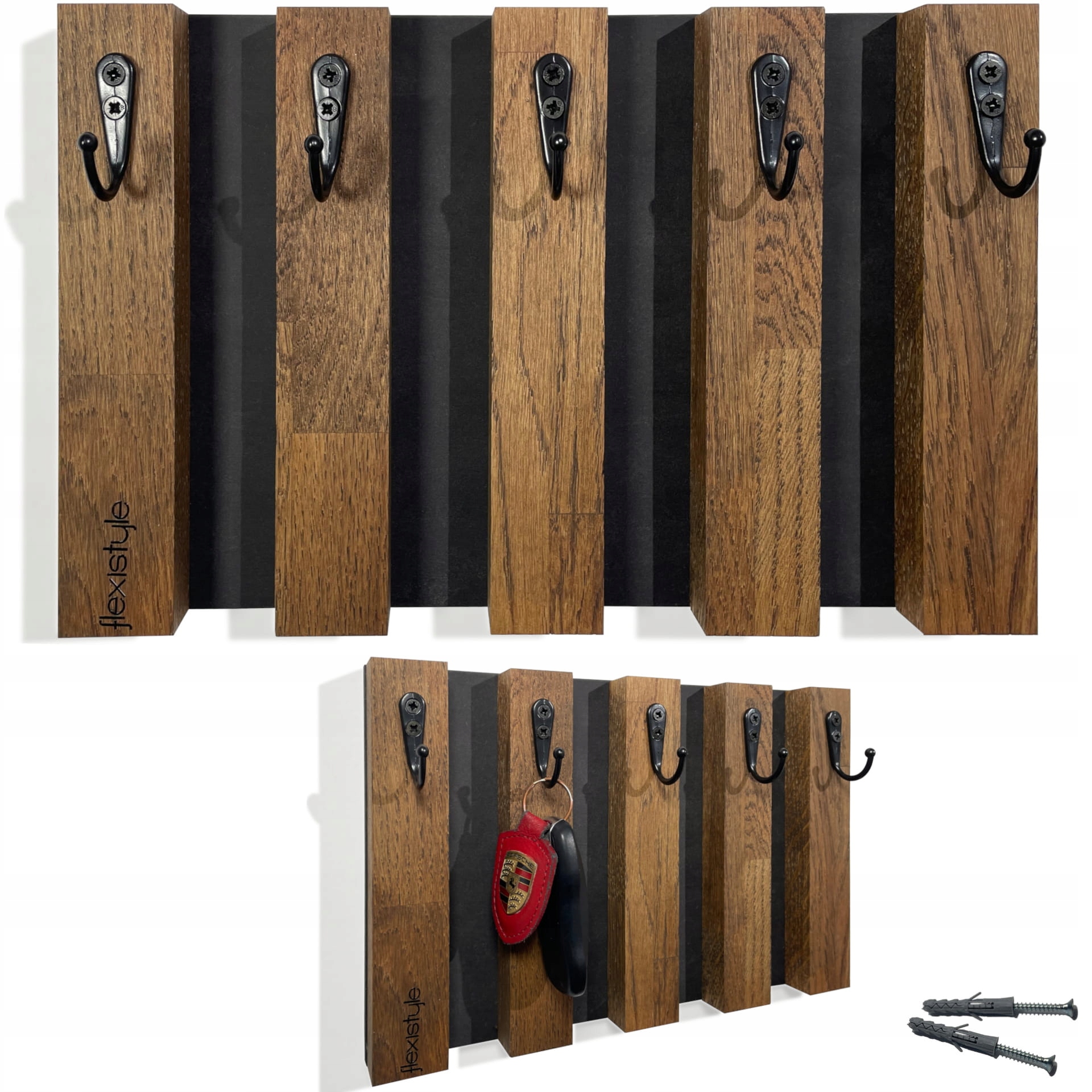 Dřevěný věšák na klíče, organizér Lamele 30 cm, hnědý