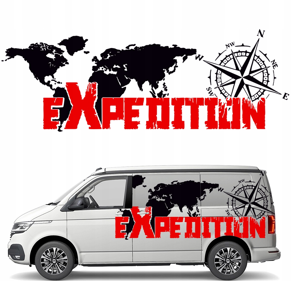 Nálepka Grafika na karavan Auto Mapa Expedition Kompas 45x126