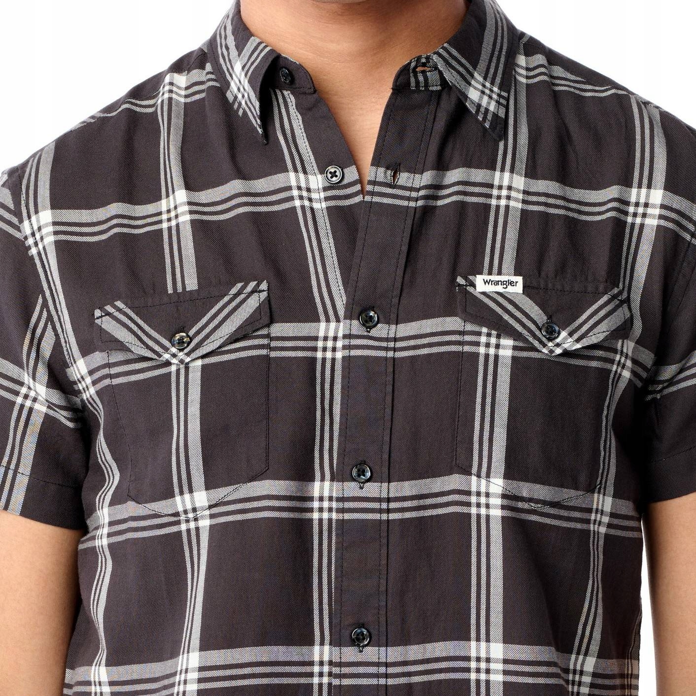 WRANGLER FLAP SHIRT FADED BLACK W5J5ORXV6 L Rękaw krótki rękaw