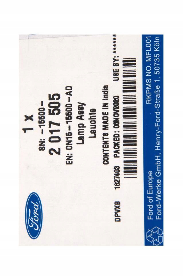 LAMPA PRZECIWMGIELNA PRAWA ECOSPORT 13 17 Additional Information bulbs included