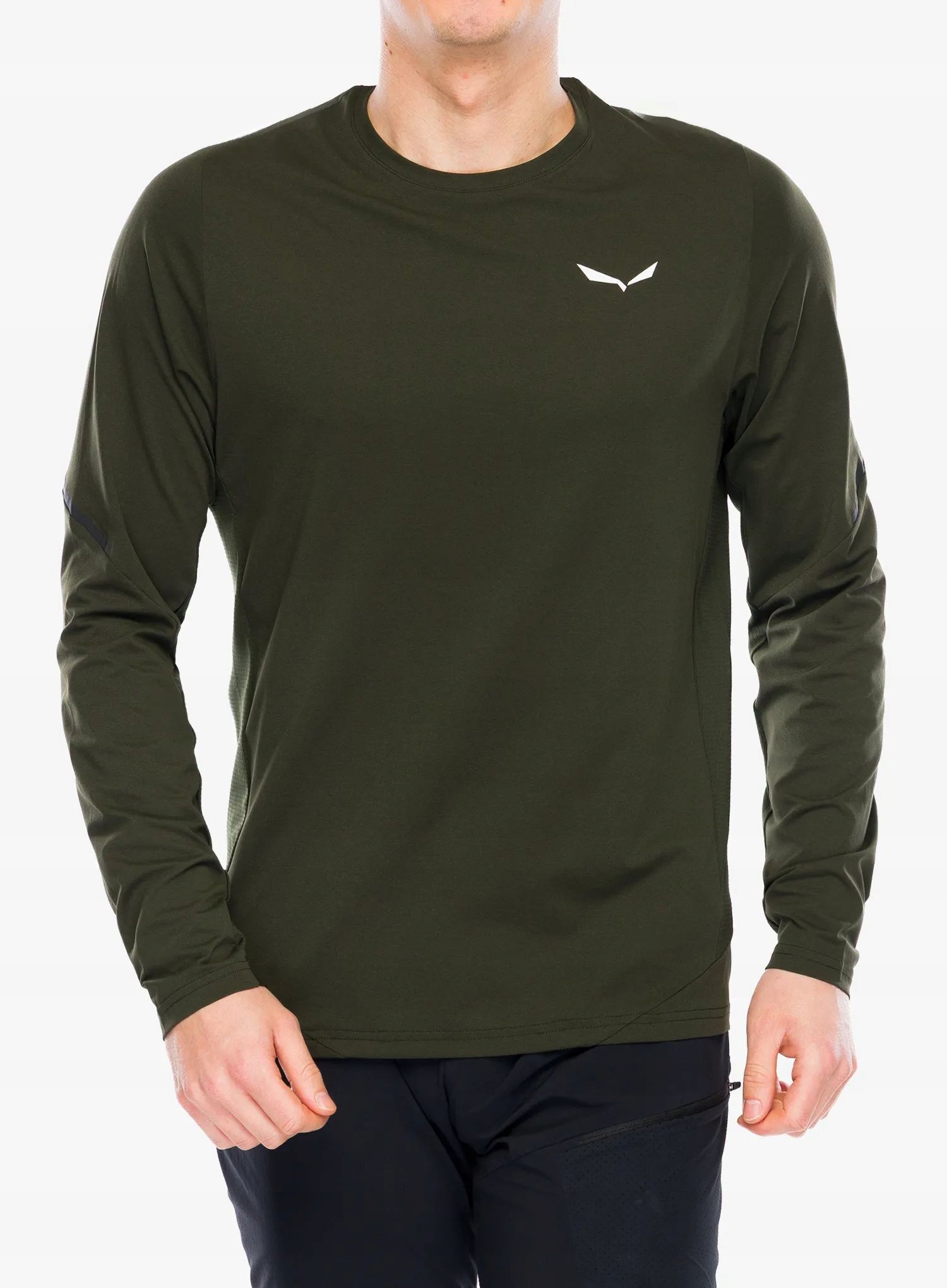 Mikina bez kapuce Salewa Pedroc Dry L/s Tee tmavě olivová M