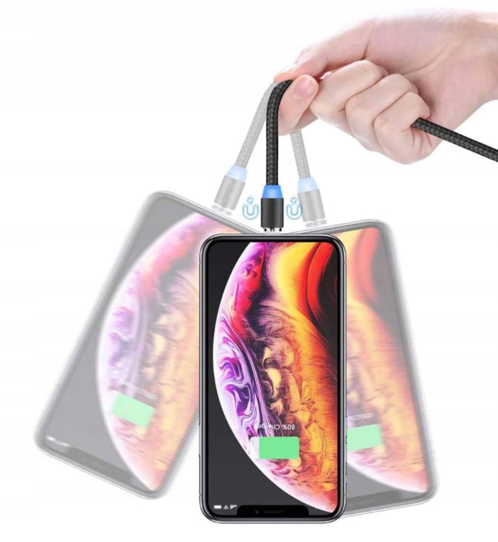 KABEL MAGNETYCZNY LED TYP-C USB ŁADOWANIE 5A DANE Złącza USB - USB 3.1 typ C