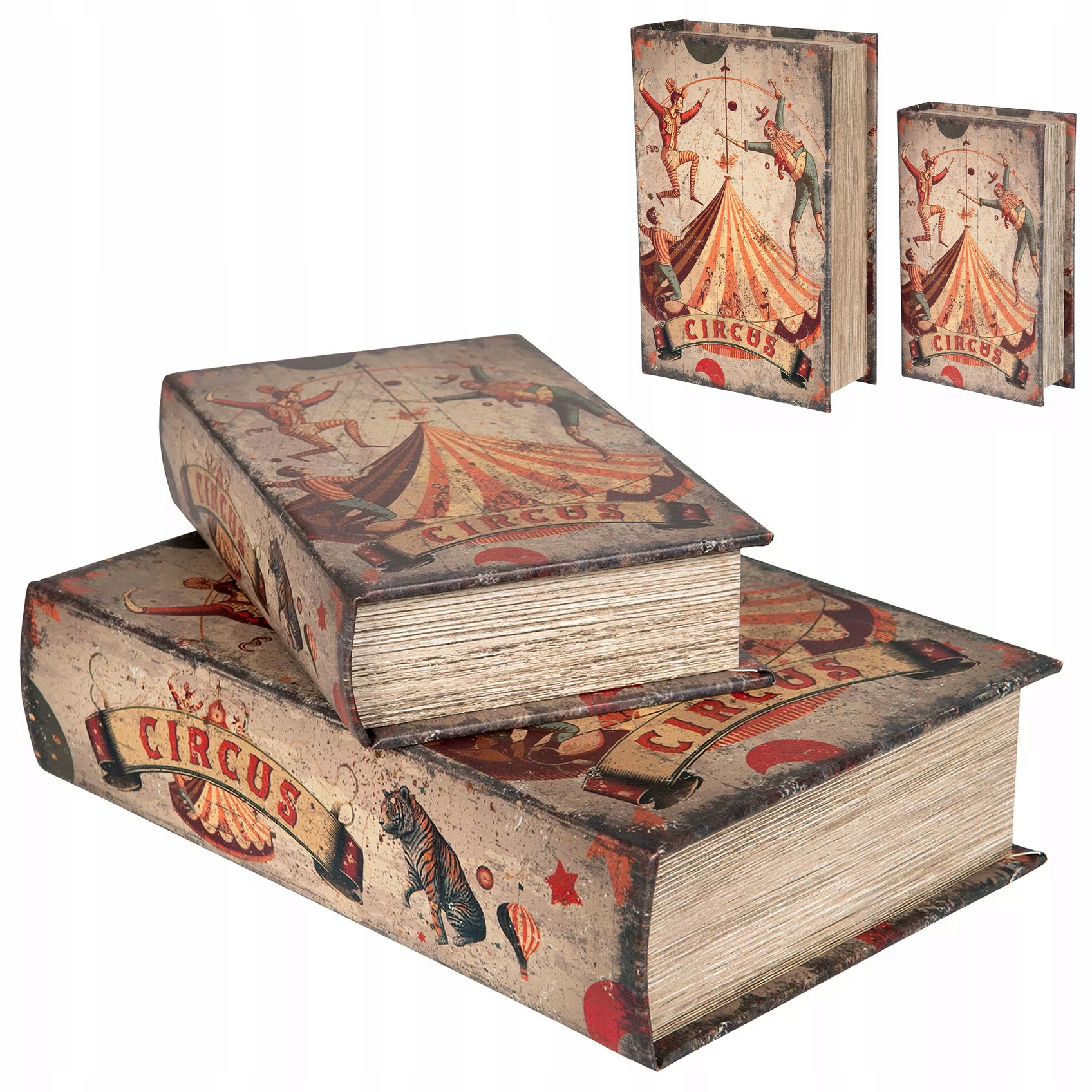 Krabička Kniha Falešná 2 ks circus krabička na šperky drobnosti