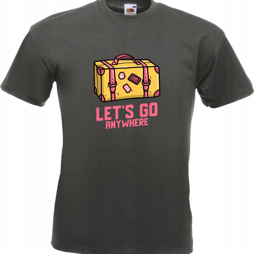 

Koszulka lets go anywhere podróż L grafitowa
