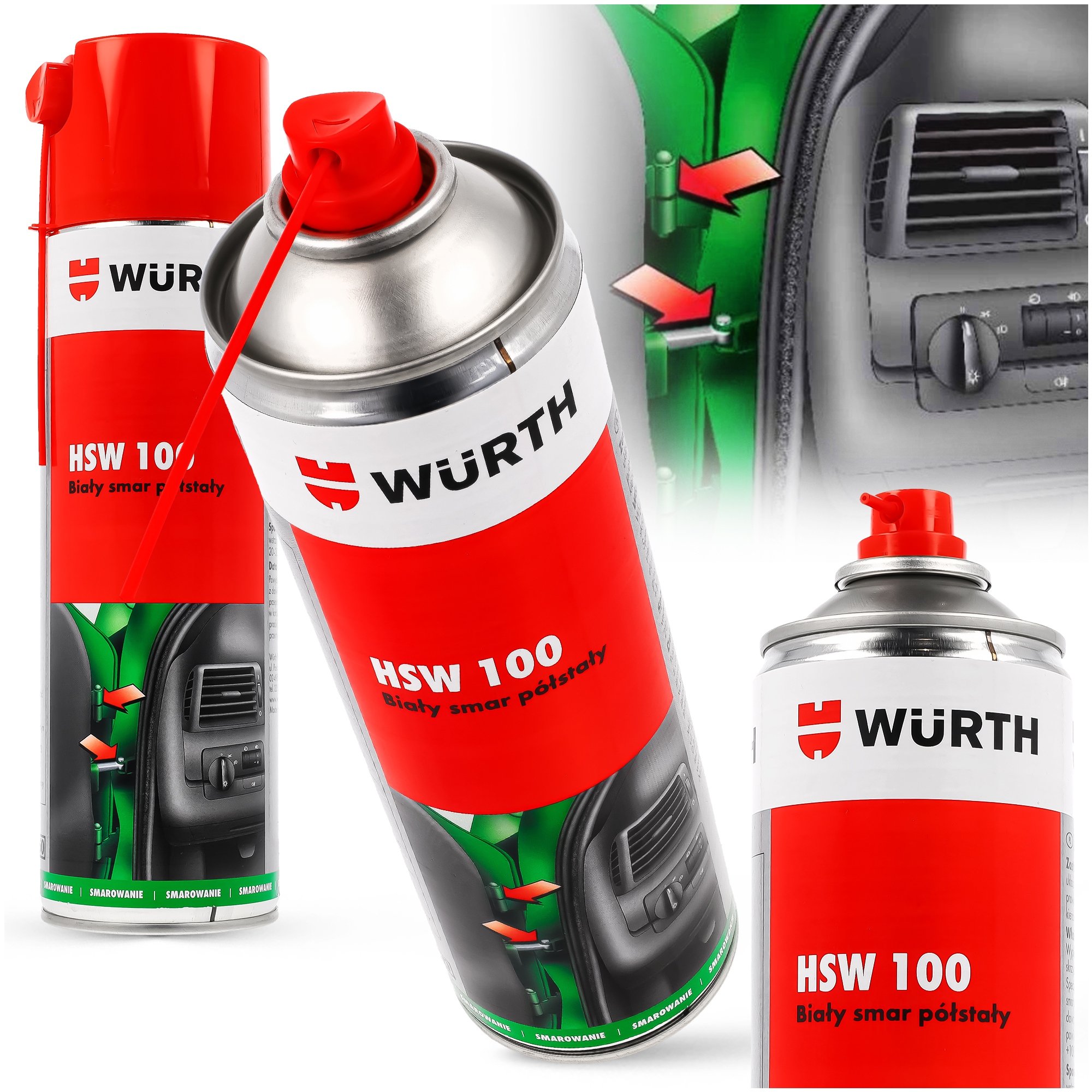 Smar Półstały Półtłusty Biały Spray Wurth Hsw 100 Samochodowy 500ml
