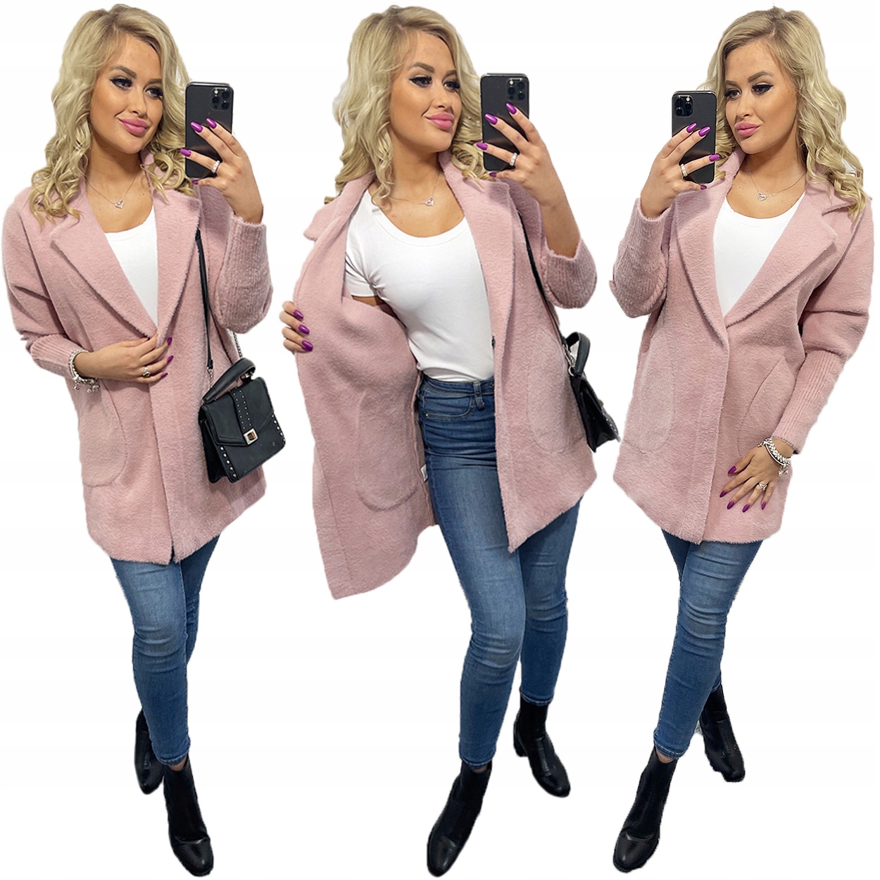 Kabát Alpaki Vlna Módní Barvy oversize Pudrová Růžová