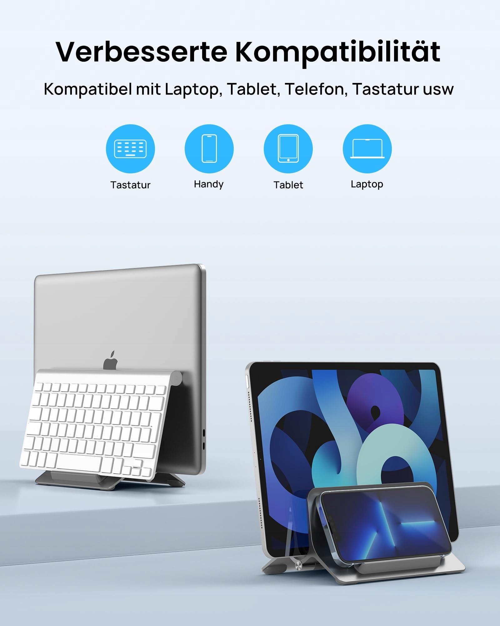 SODI Stojak Na Laptop Pionowy Regulowany Do MacBook Air Pro iPad iPhone — miniatura 2