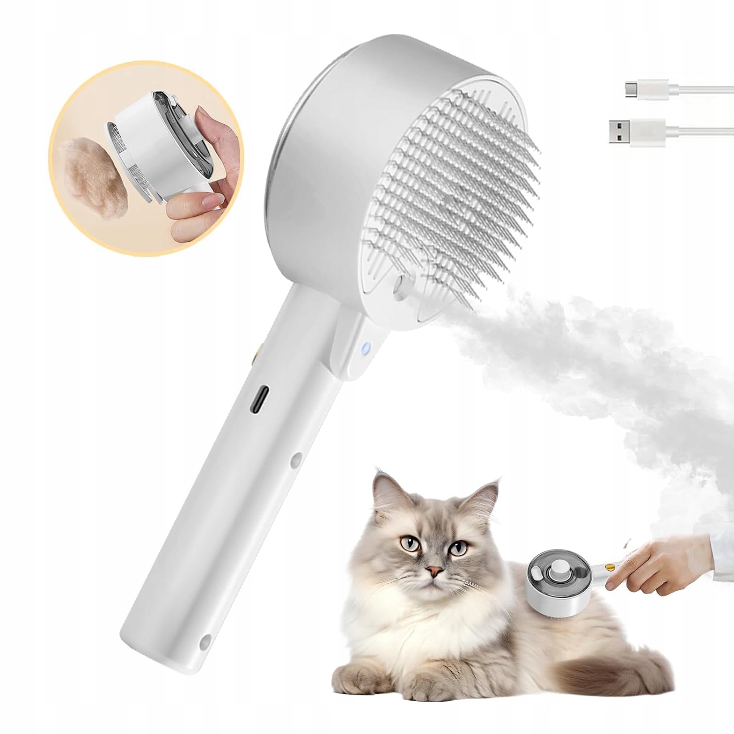 Levně Parní Kartáč Pro Zvířata, Samočistící Hřeben Pro Péči O Srst