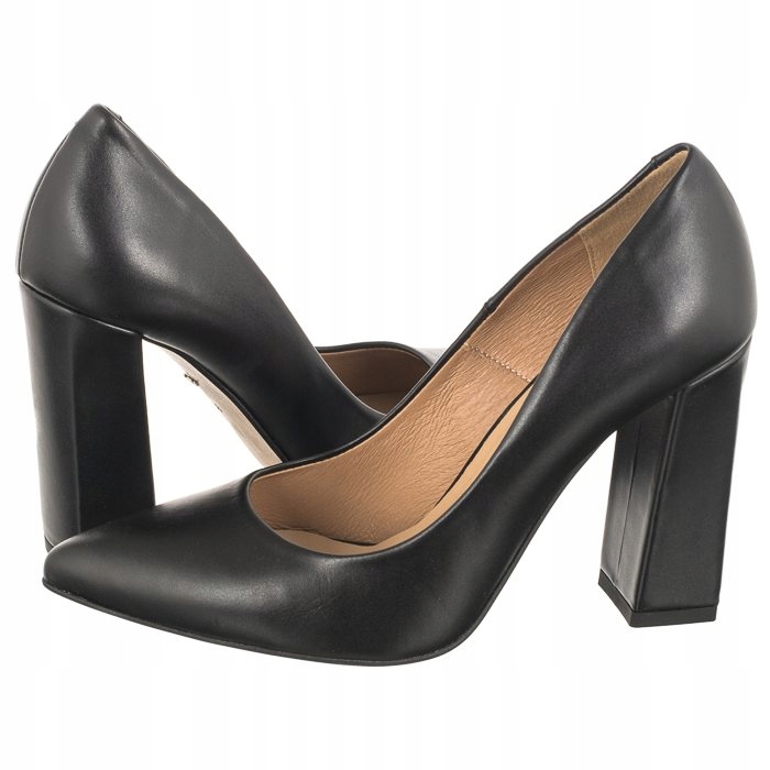 Dámské lodičky na vysokém podpatku kožené Wojas černé 35039