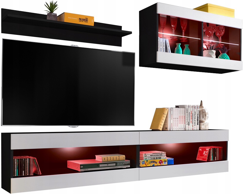 Sada nábytku Rtv Tivoli SET6 čierna/biela, Led Rgb
