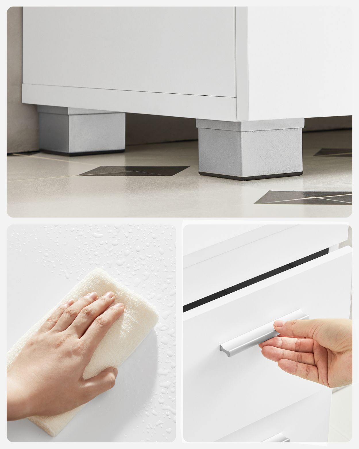 Szafka łazienkowa pod umywalkę biały regał 3 szuflady 2 półki skandynawska Szerokość mebla 70 cm