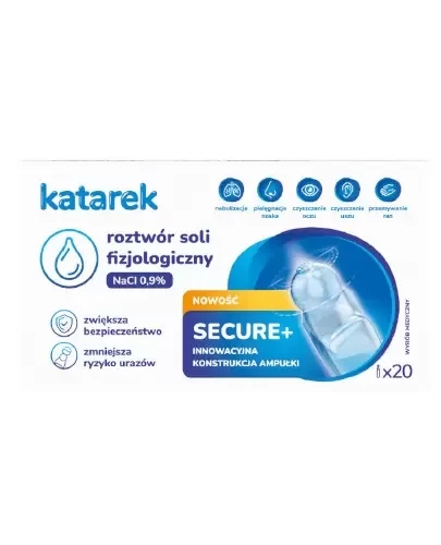 Katarek Secure+ roztwór soli fizjologicznej NaCl 0,9% 5 ml 20 ampułek
