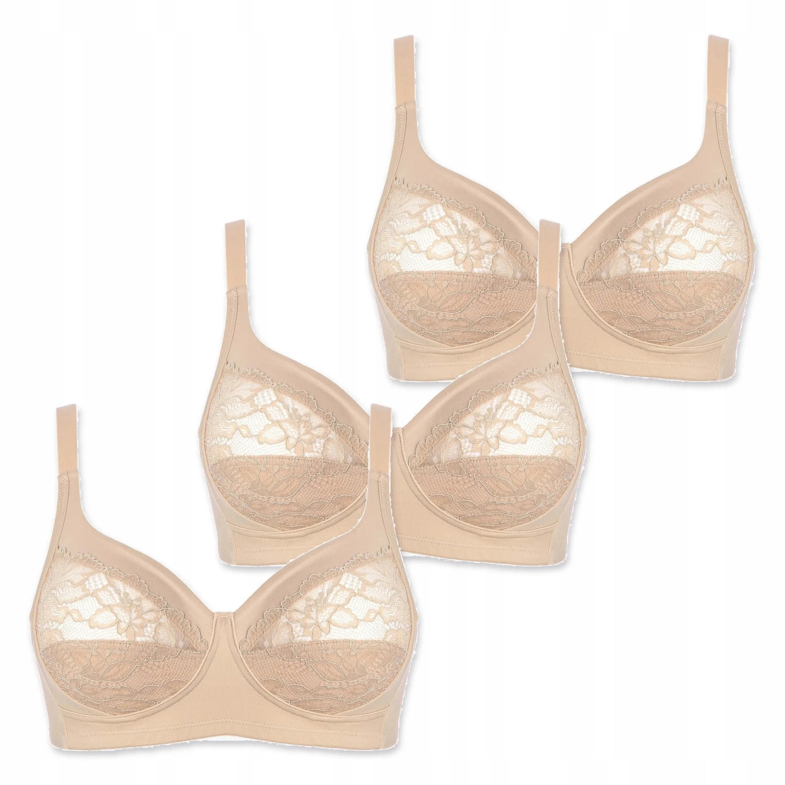 3x měkká krajková podprsenka Infiore New Piuma béžová 85B