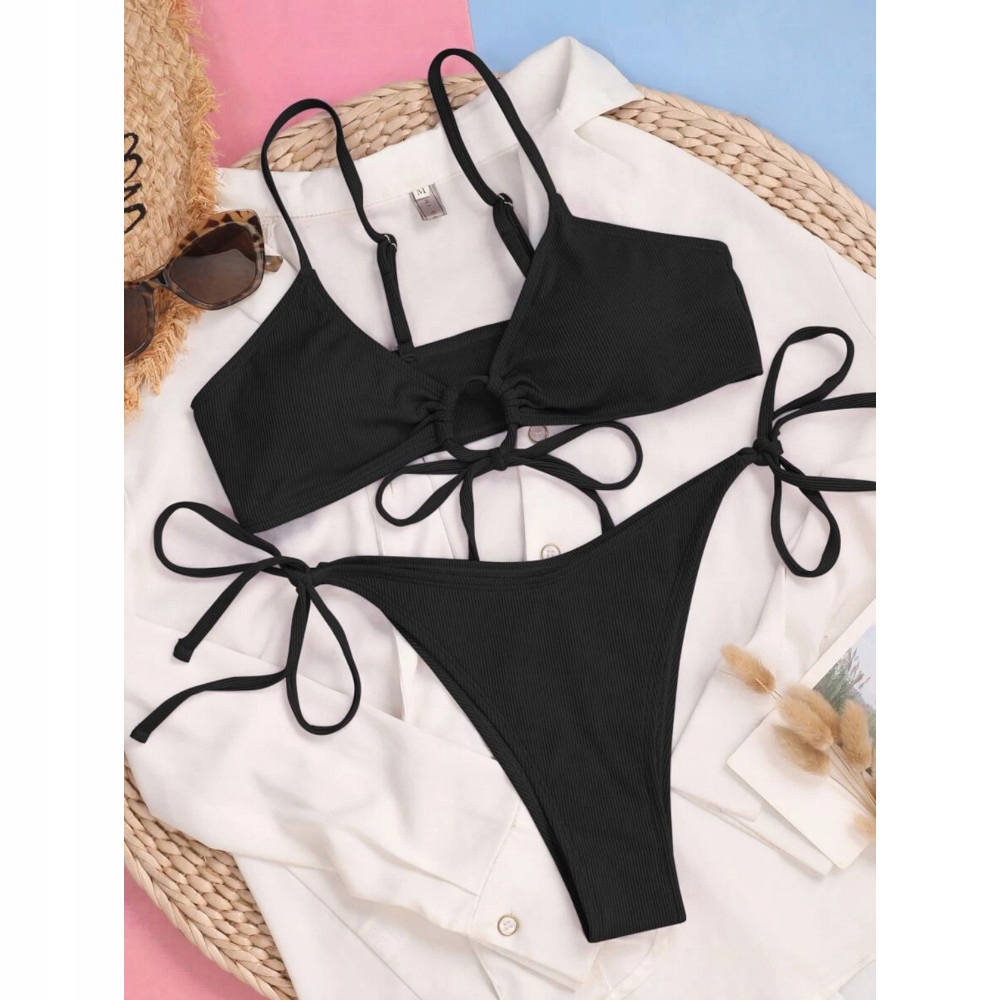 STRÓJ KĄPIELOWY DWUCZĘŚCIOWY SEKSOWNY KOSTIUM DAMSKI BIKINI WIĄZANIE BOHO M Materiał dominujący poliester