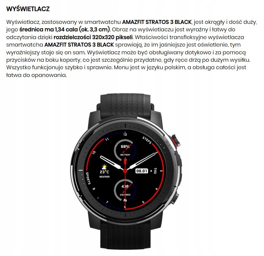 Smartwatch Amazfit Stratos 3 czarny Model Stratos 3