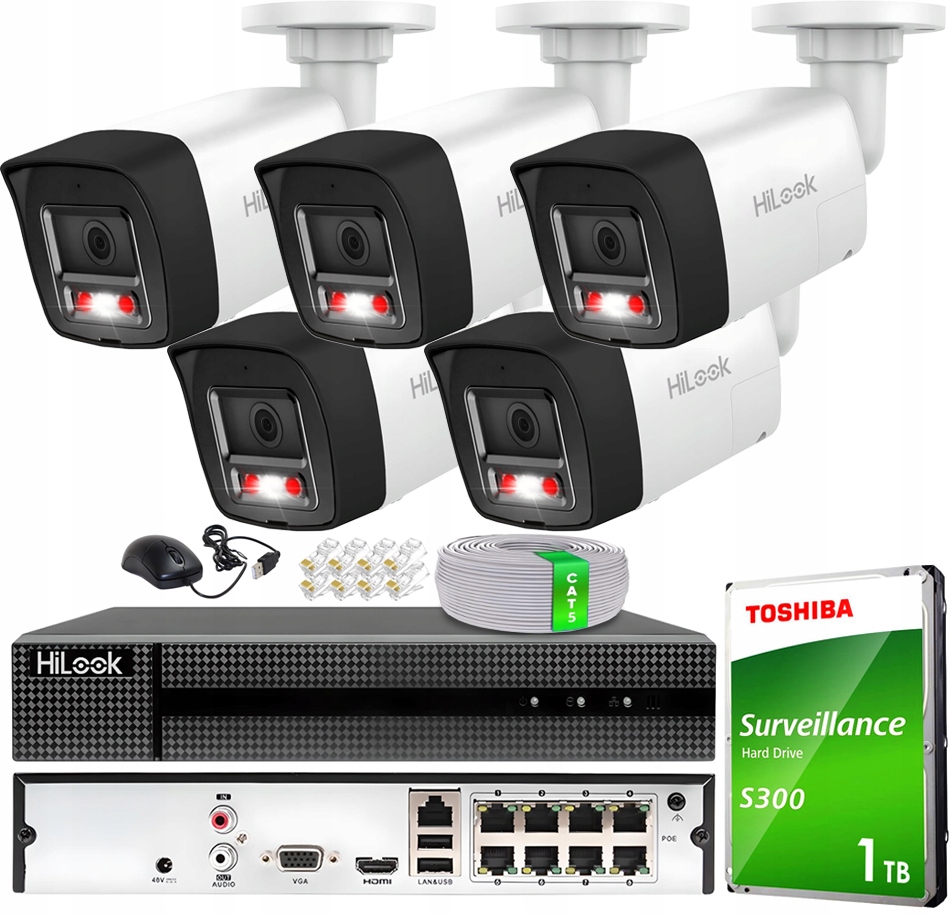 Monitorovací sada Hikvision HiLook 5 kamer 8Mpx PoE rekordér 8ch