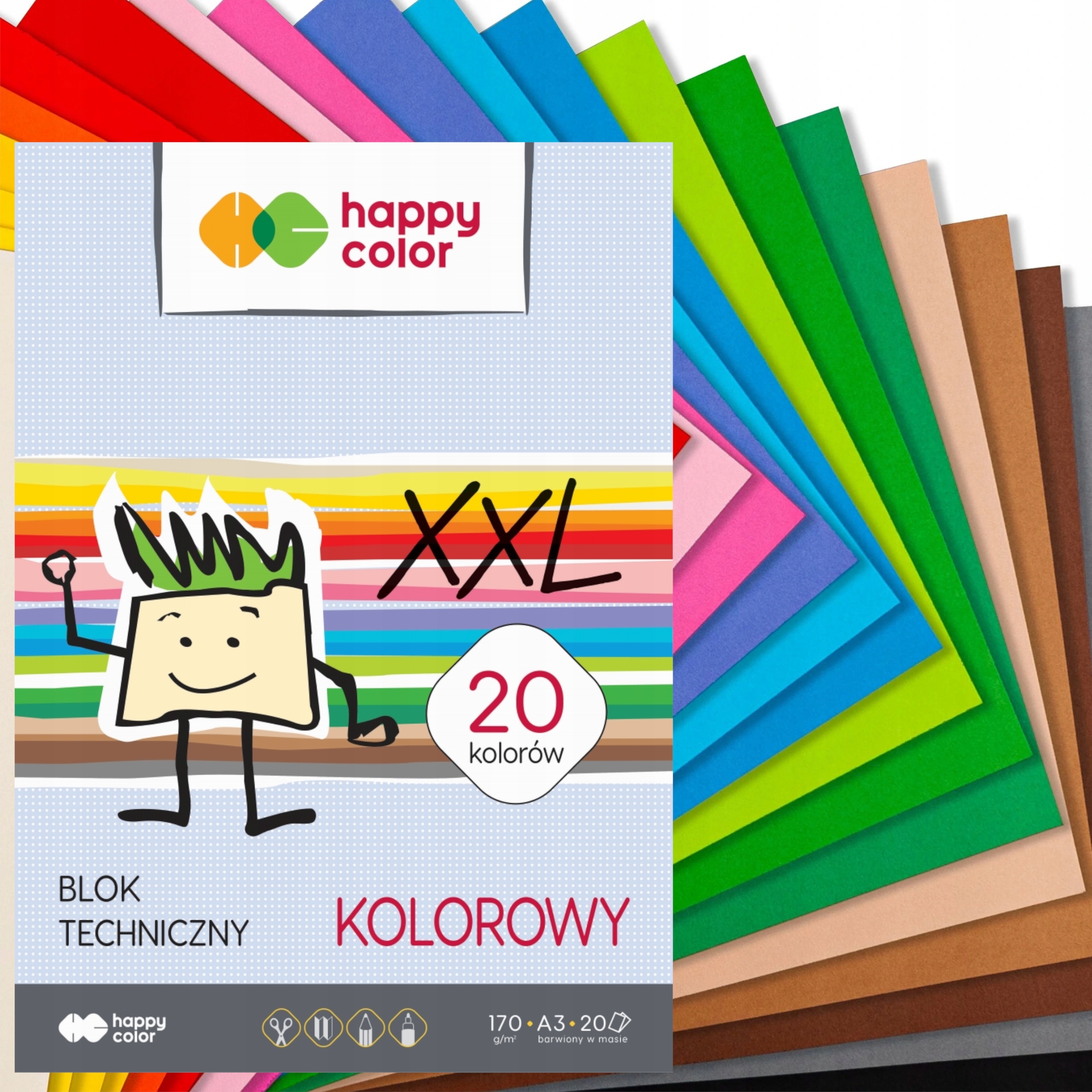 

Blok Techniczny Happy Color Kolorowy A4 20 Kartek
