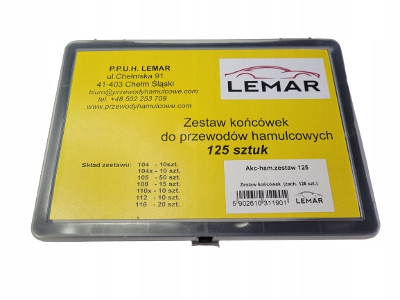 

Zestaw *końcówek-nypl do przewodów ham. 125 sztuk