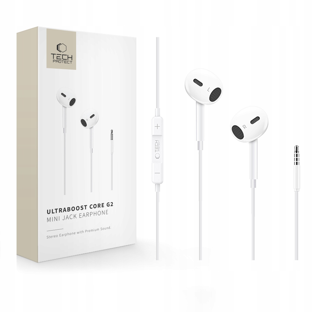 Tech- Protect Ultraboost Mini Jack Earphone Core G2 White Tech- Protect