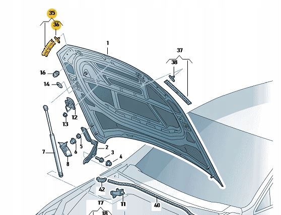 Volkswagen Oe těsnění masky Passat 2015